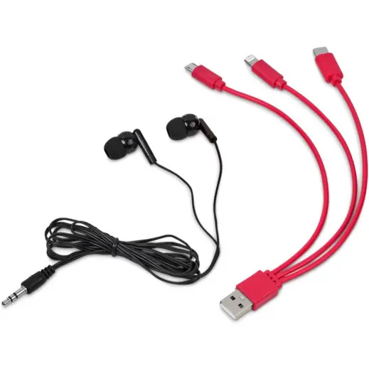 Altitude Zenia Earbuds & Tri-Cable Set Red Contents